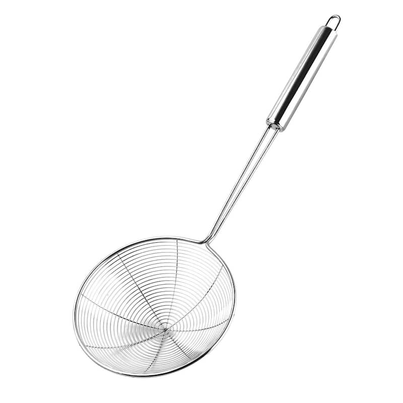 Family Kitchen Metal Noodles Dumplings Food Mesh Ladle Strainer - 17" x 2.8" x 6.1"(L*Max.D*Depth)