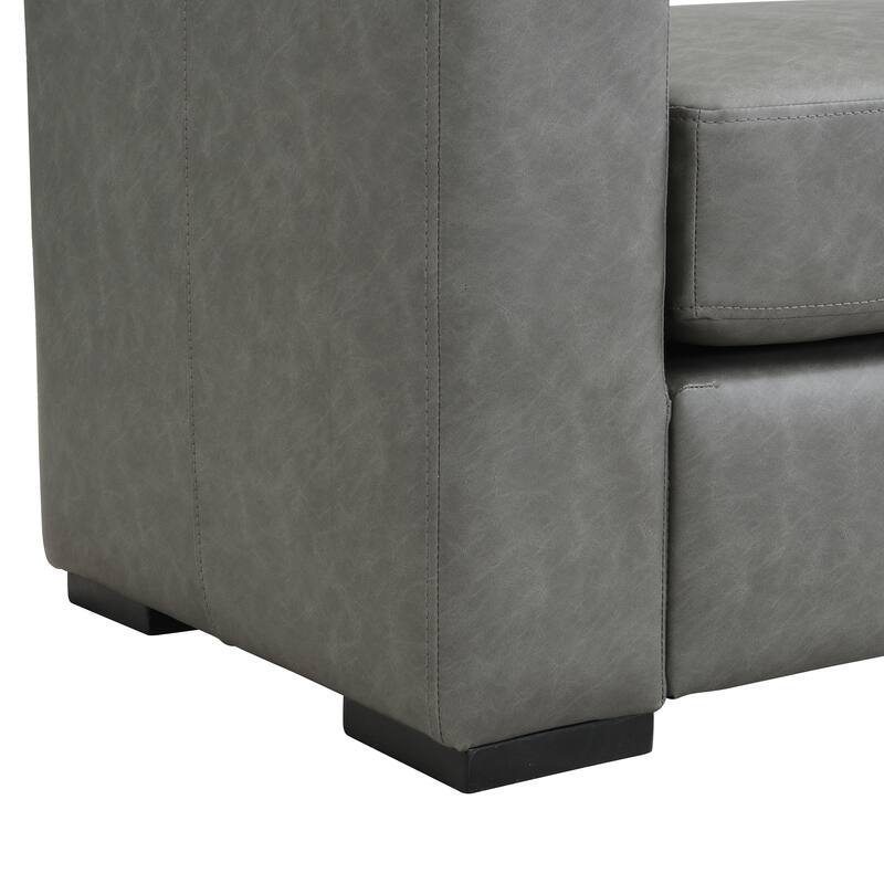 Entryway Bench, 57.70" Stylish Faux Leather Bench with Square Armrests