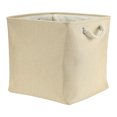 13 Inch Square Fabric Collapsible Storage Basket Bin with Handle, Storage Cube for Shelves Closet Organizing Clothes Books