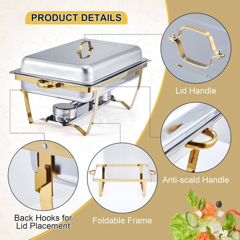 Set of 4 8 Qt Chafing Dishes, Food Warmers for Buffet - 4 Pcs