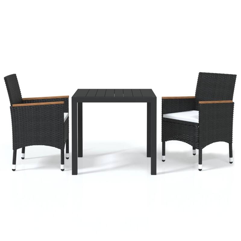 vidaXL Patio Dining Set with Cushions Poly Rattan
