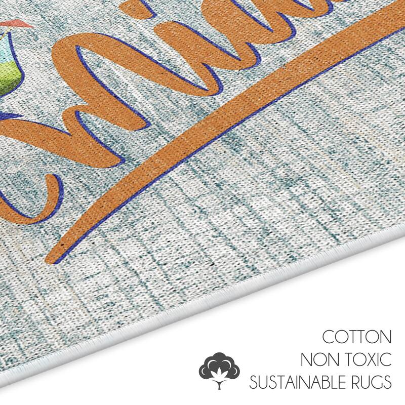 US States Design Non Skid Washable Kitchen Runner Rugs Set of 2 - Set of 44 x 24 and 31.5 x 20 Inches Low Pile Floor Mats