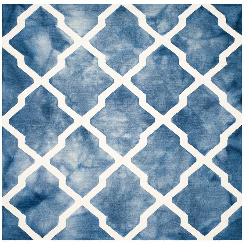 SAFAVIEH Handmade Dip Dye Ivona Vintage Wool Rug - 7' Square - Navy/Ivory