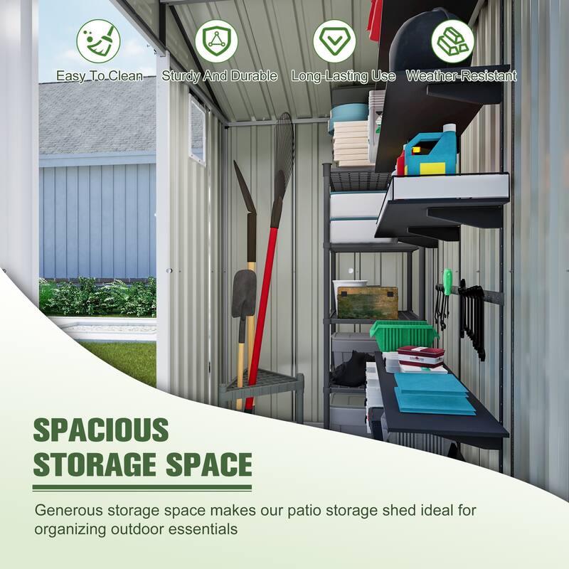 Metal Outdoor Storage Shed 6FT x 4FT, Steel Utility Tool Shed Storage House , Metal Sheds Outdoor Storage