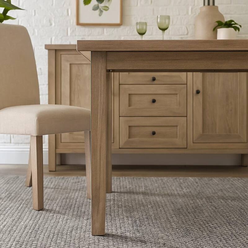 Claire Dining Table, Brown Wire Brushed Wood, 75 Inch Rectangular - Natural Brown