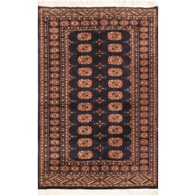 Rustic Bokhara Porter Blue/Blue Hand Knotted Wool Rug - 4'3'' x 5'3''