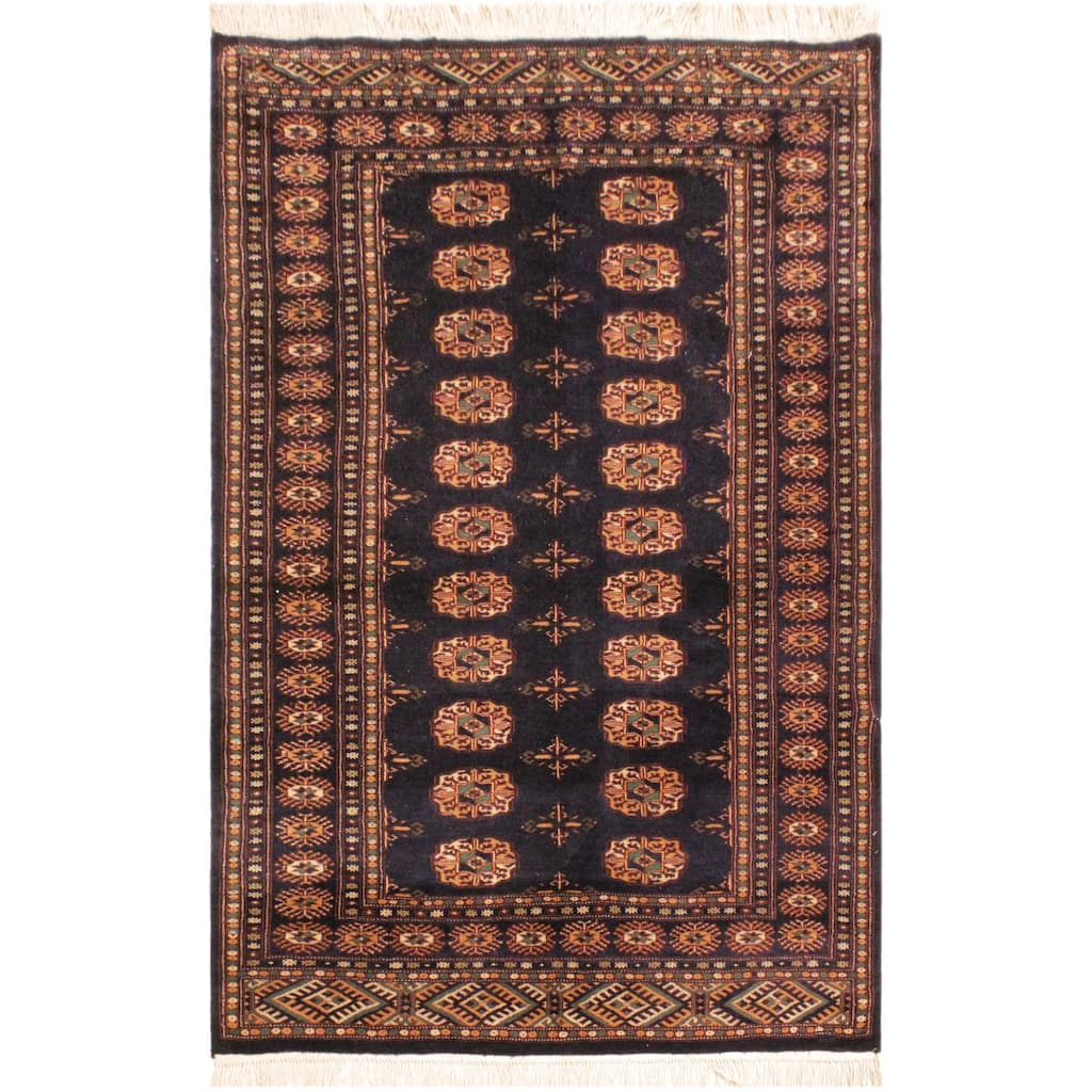 Rustic Bokhara Porter Blue/Blue Hand Knotted Wool Rug - 4'3'' x 5'3''