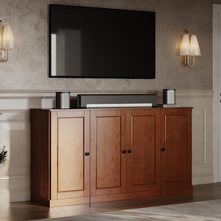 Palace Imports 100% Solid Wood TV Stand with Solid Doors for TVs up to 65"
