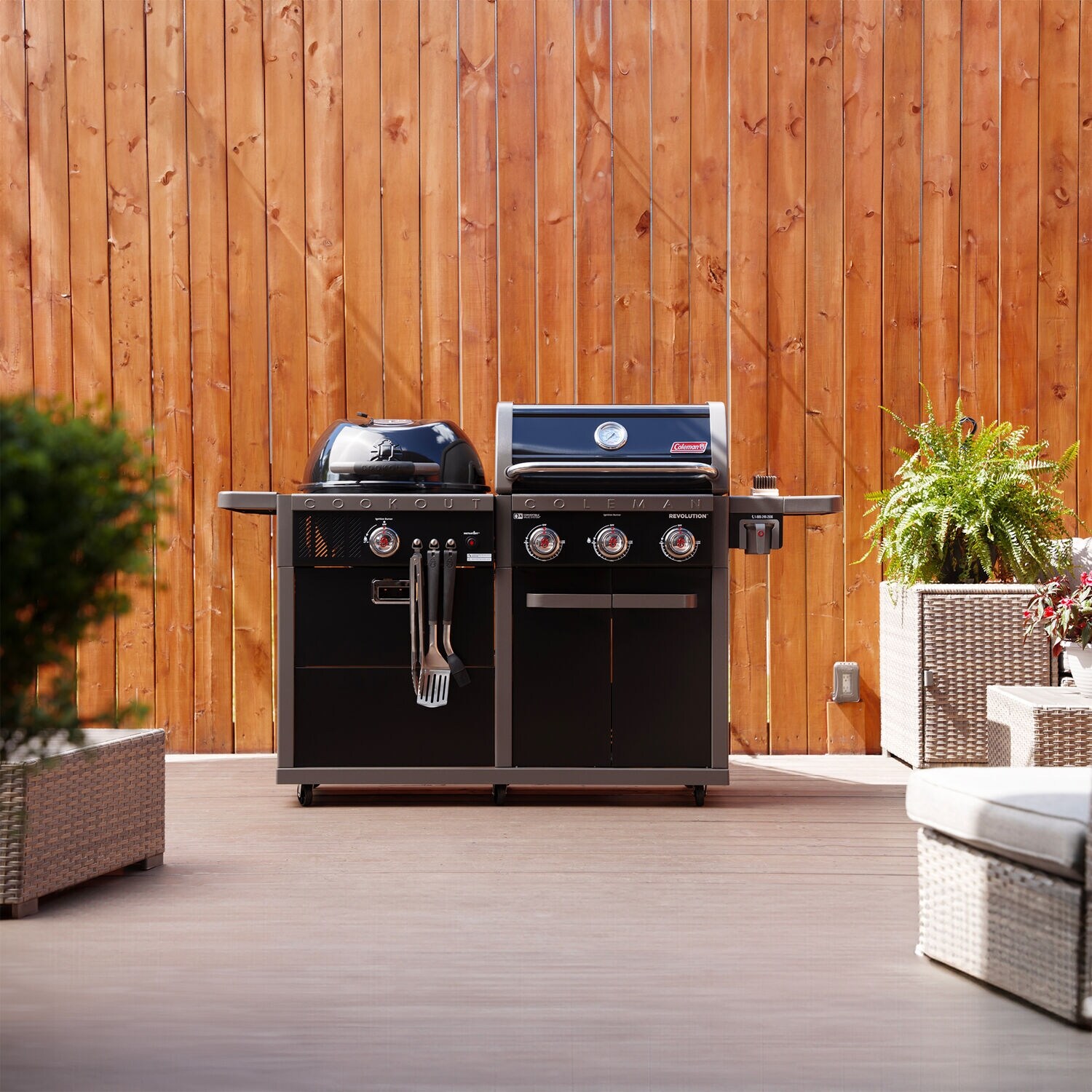 Coleman Revolution Dual Fuel Grilling Kit with 3-Burner Gas BBQ