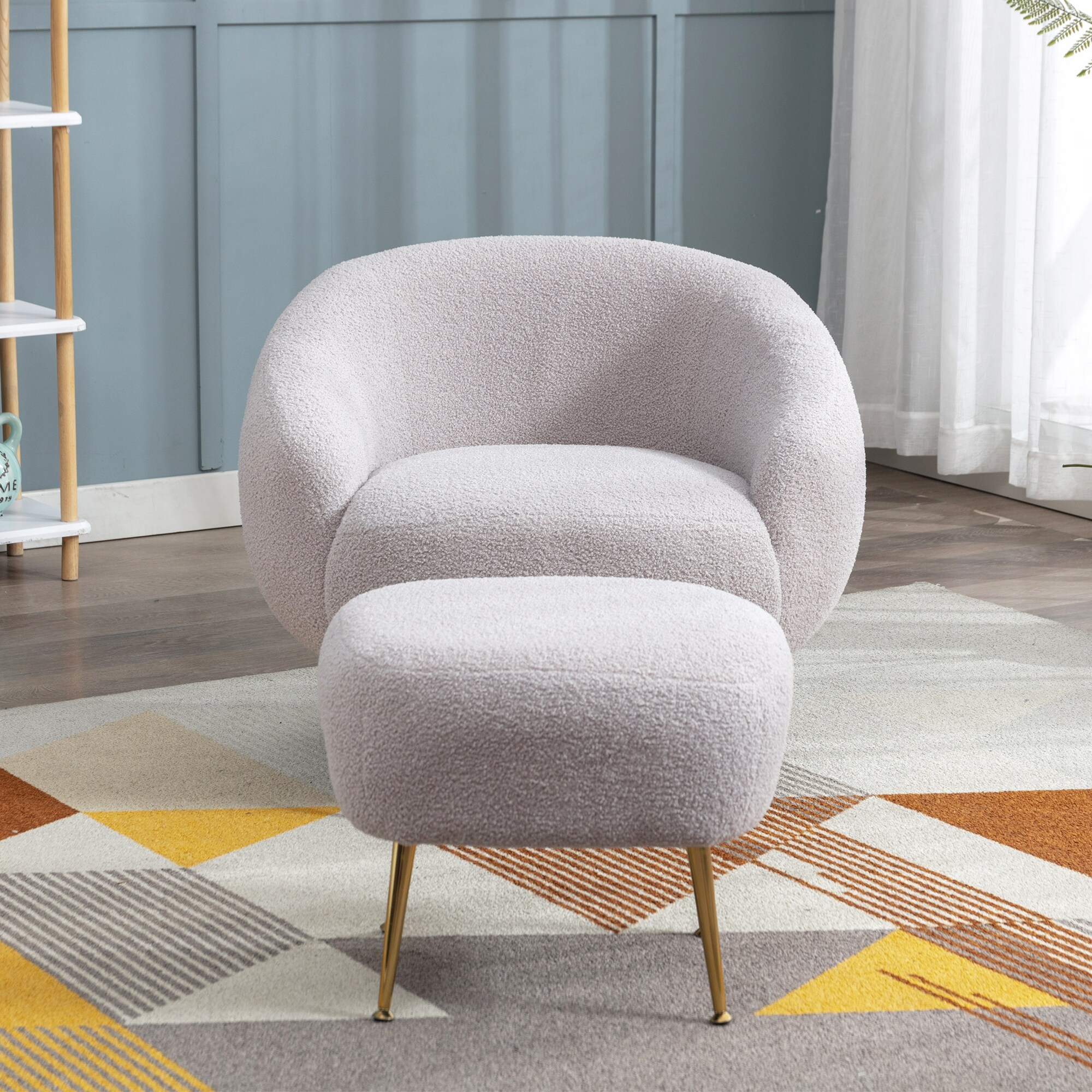 Velvet armchair best sale and ottoman