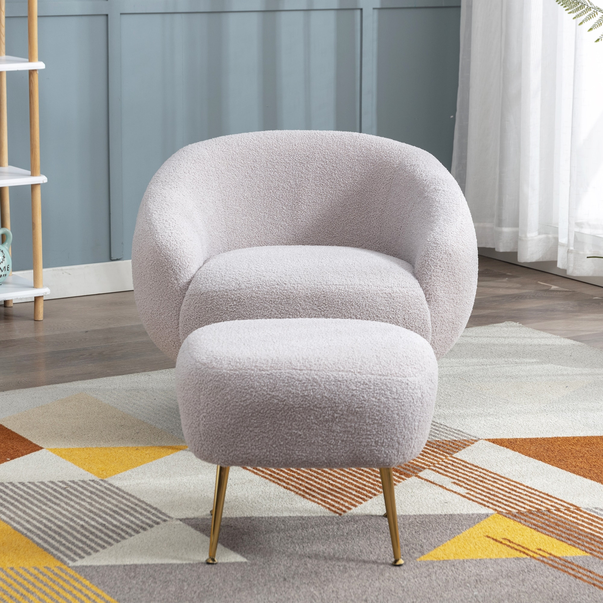 Leisure Accent Chair Teddy Short Plush Particle Velvet Armchair