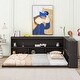 preview thumbnail 3 of 7, Espresso Full Size Wood Floor Bed with L-shaped Bookcases