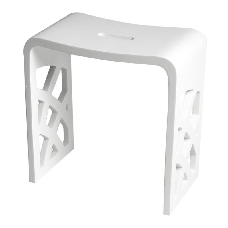 Designer White Matte Solid Surface Resin Bathroom / Shower Stool