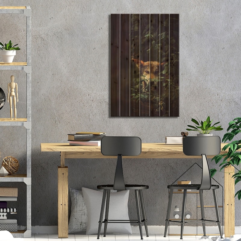 Wolf Print On Wood by Carrie Ann Grippo-Pike - Multi-Color
