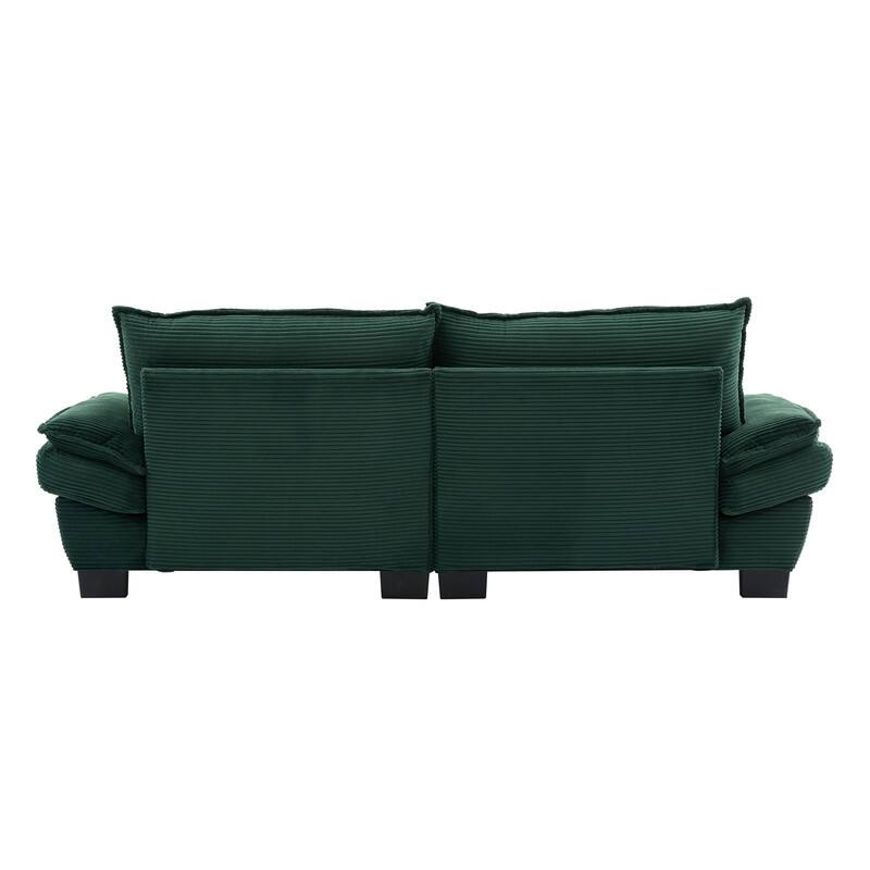 Oversized Corduroy Loveseat Sofa - 84" Wide Deep-Seat Couch with Pillows for Living Room, Apartment, Office