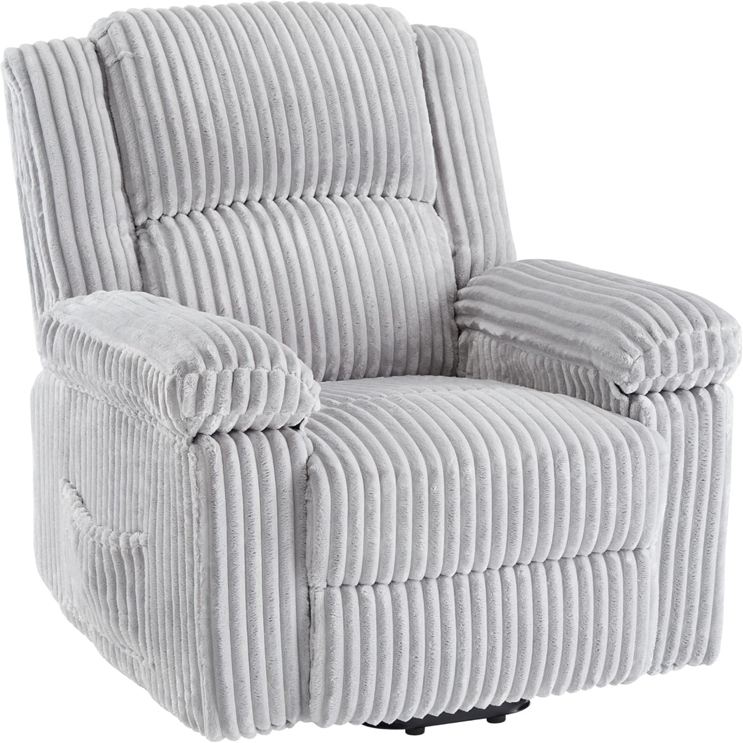 Recliner Chair Corduroy Manual Recliner Sofa Hles Pillow-Top Armrests Thick Cushions Side Pockets 400 Lb Weight