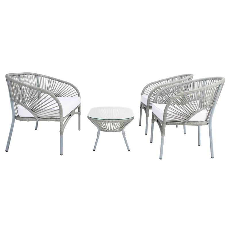 SAFAVIEH Outdoor Living Werner 4-Piece Patio Set - 48"W x 24"D x 29"H