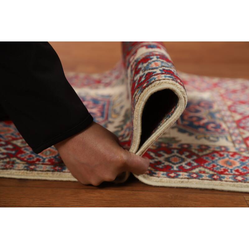 Geometric Kazak Foyer Rug Hand-Knotted Oriental Wool Carpet - 2'0"x 3'0"