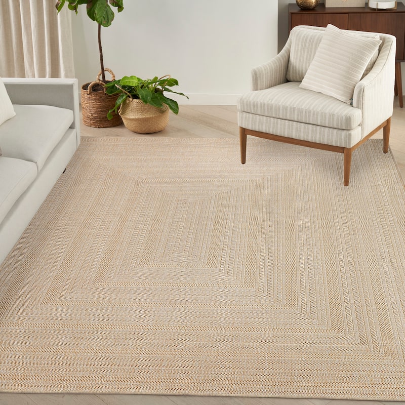 Nourison Tulum Indoor/Outdoor Geometric Area Rug - 10' x 14' - Cream