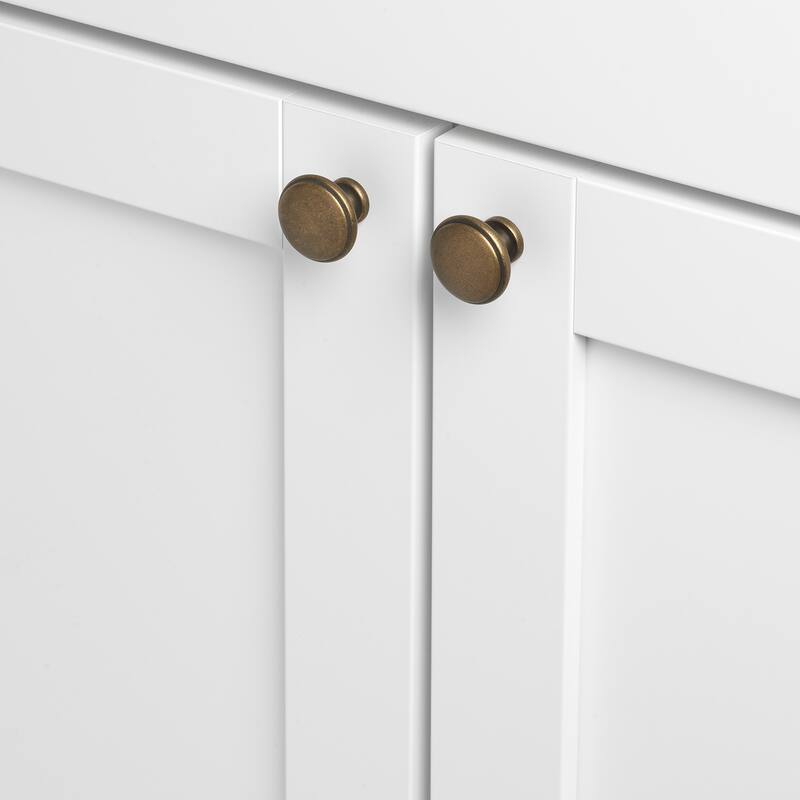 GlideRite 1.125-inch Antique Brass Round Ring Cabinet Knobs (Case of 25) - Pack of 25