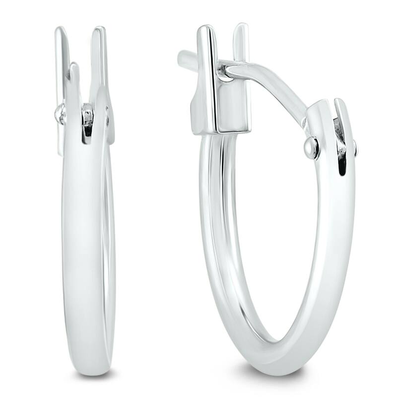 Marquee Jewels 14K White Gold 10MM Hoop Earrings (1.5MM Gage)