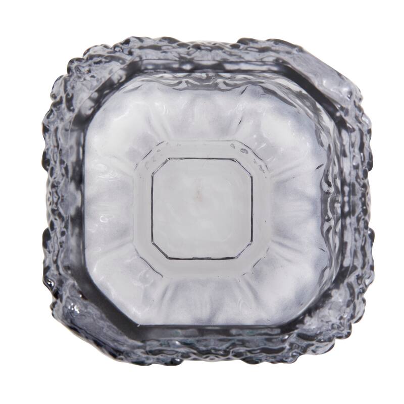 Gray Glass Handmade Dimensional Textured Square or Rectangular Ombre Vase