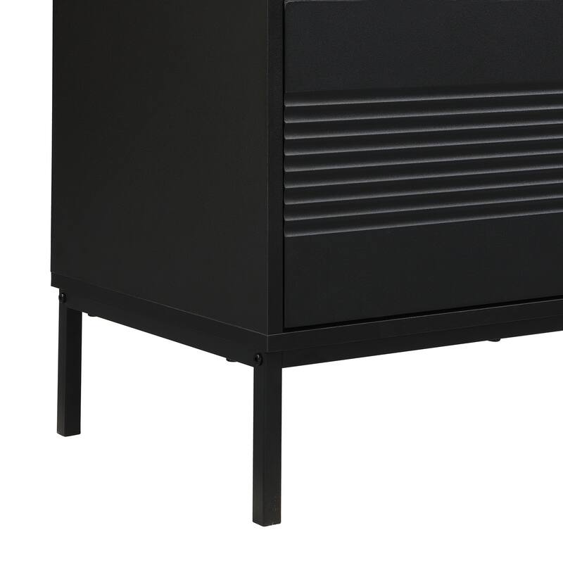 Farmhouse TV Stand for TVs up to 75 Inches, Sliding Doors TV Cabinet TV Console Table for Living Room