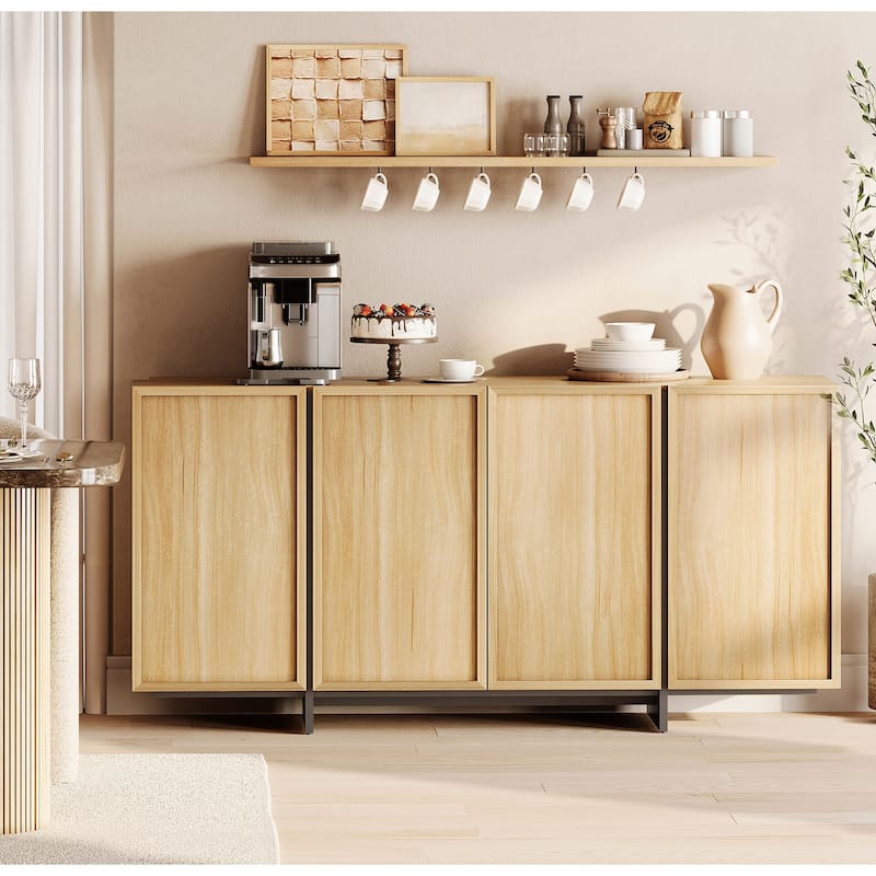 WAMPAT Buffet Cabinets, Modern Sideboard with Large Storage Space and T-Shaped Legs for Dinning Room, Kitchen - 1 PCS - Oak