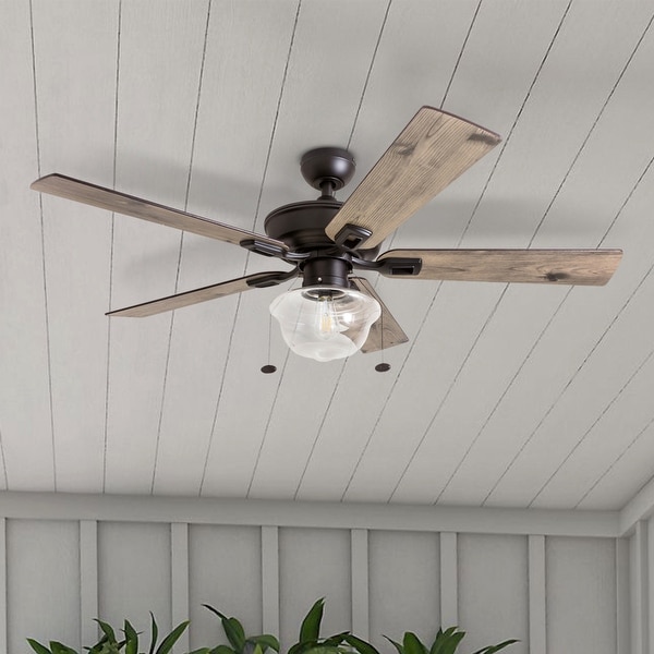 Damp Outdoor/Indoor 52" Lantern Ceiling Fan Unique Patio Light Rustic Cool Cabin 