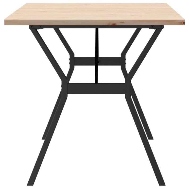 vidaXL Dining Table O-Frame Side Accent Coffee Table Solid Wood Pine and Steel
