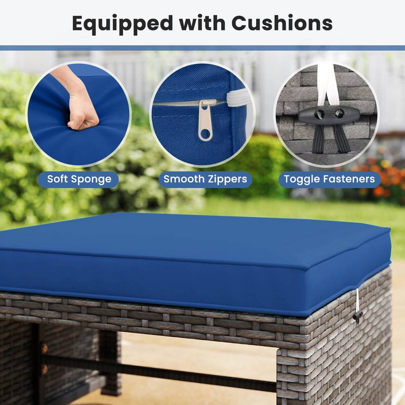 Costway Patio Ottomans Set of 2 PE Rattan Footstools with Removable - See Details