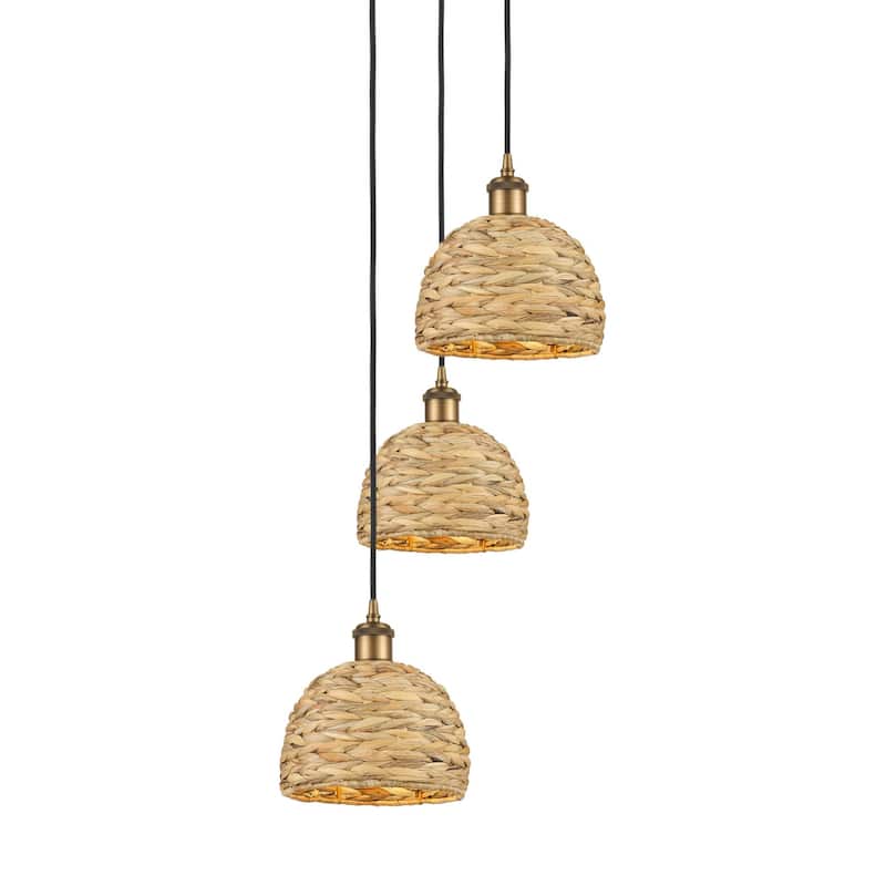 Innovations Lighting 113B-3P-30-19 Woven Rattan Pendant Woven Rattan 3 - Brushed Brass / Natural