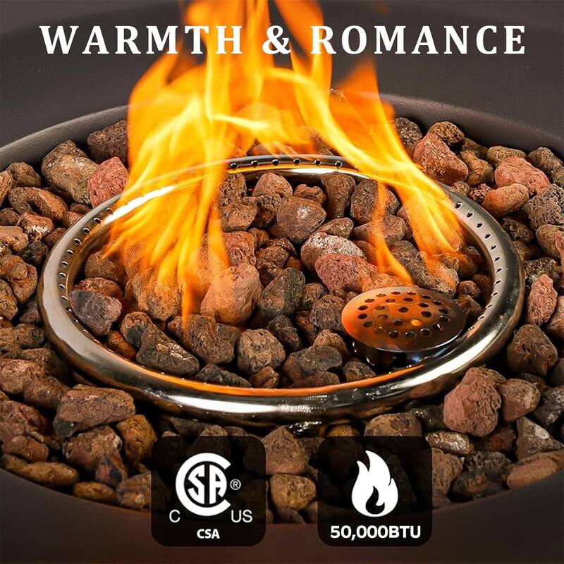 45” Outdoor Propane Fire Pit Table with Adjustable Flame, 50,000 BTU Ideal for Patio and Backyard Gatherings