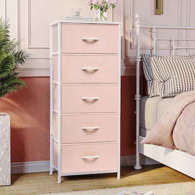 Home Bedroom Furniture 5-drawer Chest Vertical Storage Tower - Fabric Dresser