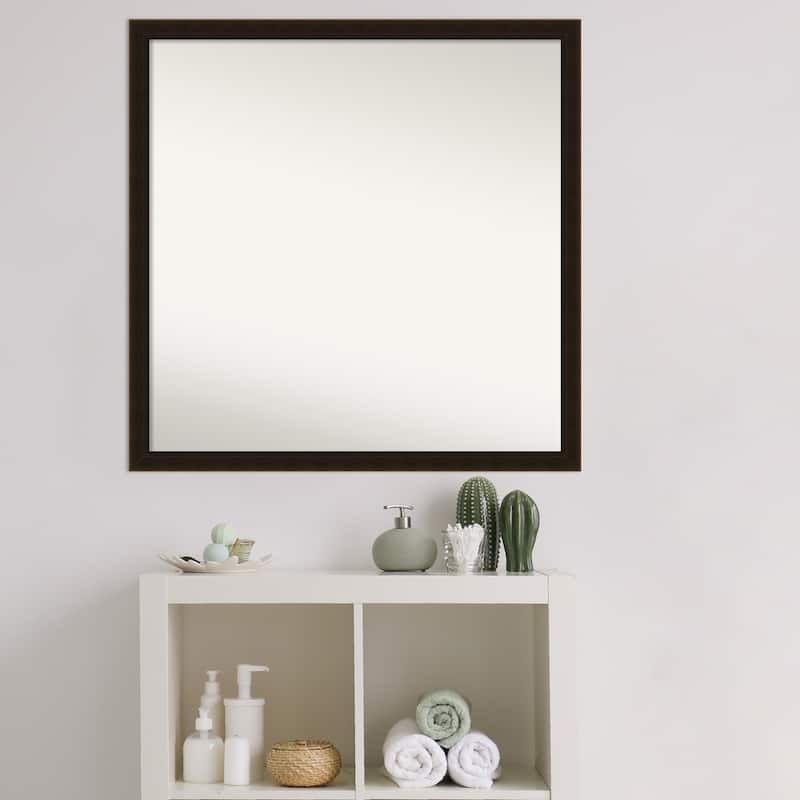 Non-Beveled Wood Bathroom Wall Mirror Frame - Espresso Brown