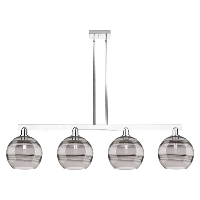 Innovations Lighting Endless Possibilities Arcadia - Rochester - 4 Light 53" Stem Hung Island Light - Polished Chrome/Light Smoke