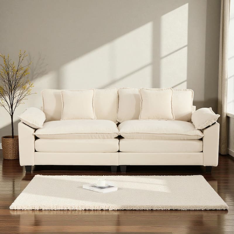 Modern Chenille Loveseat with Wide Armrests, Modular Small Couch for Living Room & Apartment, Double-Layer Cushion Comfort