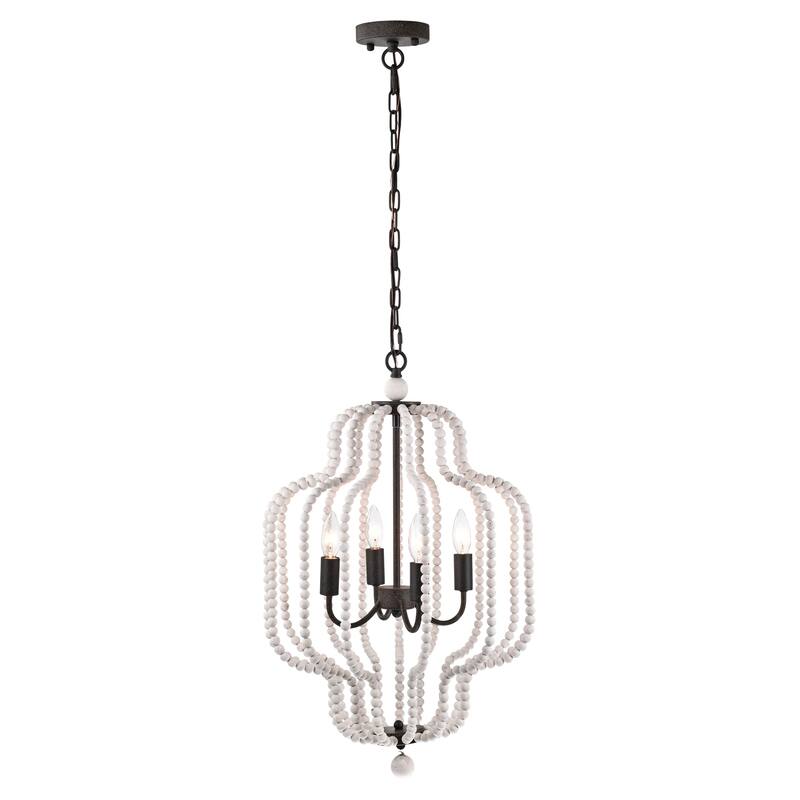 Sauxi 18 Inch Bohemian Style Antique White Pendant Chandelier 4-Light