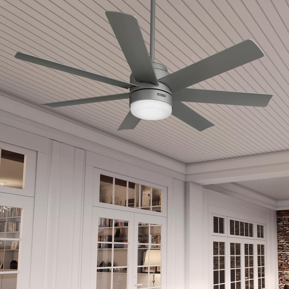 Hunter 52" Brazos Outdoor Ceiling Fan w/LED Light, Handheld Remote - Modern, Transitional, Windmill - Damp Rated - ENERGY STAR!
