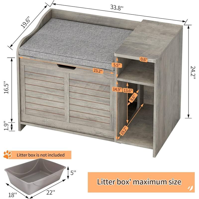 Cat Litter Box Enclosure Furniture, Cat Washroom Hidden Furniture