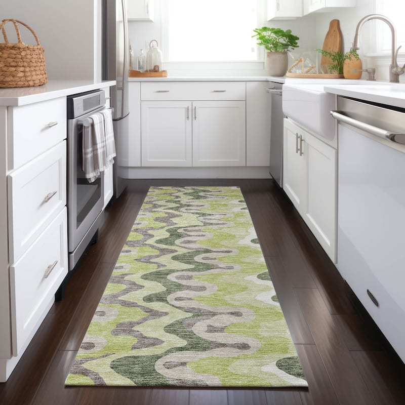 Machine Washable Indoor/ Outdoor Chantille Abstract Ripples Rug