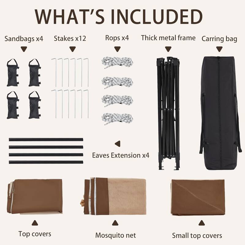 Bezseller 11' x 11' Pop -up Gazebo Tent with Mosquito Netting, Outoor Canopy Tent for Patio Garden Backyard Party