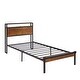 preview thumbnail 4 of 6, Twin Size Metal Platform Bed Frame with Wooden Headboard and Footboard , Includes USB Charging Ports