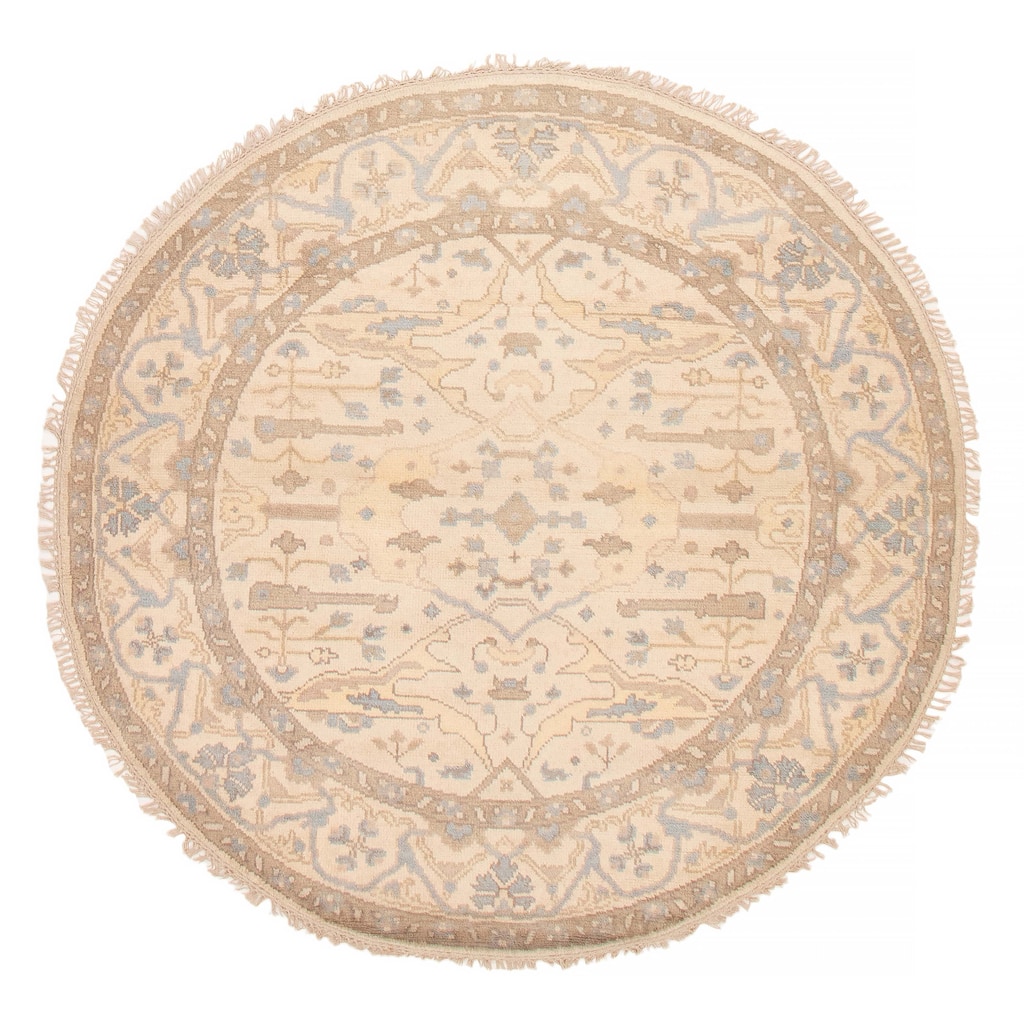 ECARPETGALLERY Hand-knotted Royal Oushak Ivory Wool Rug - 5'10 x 5'10