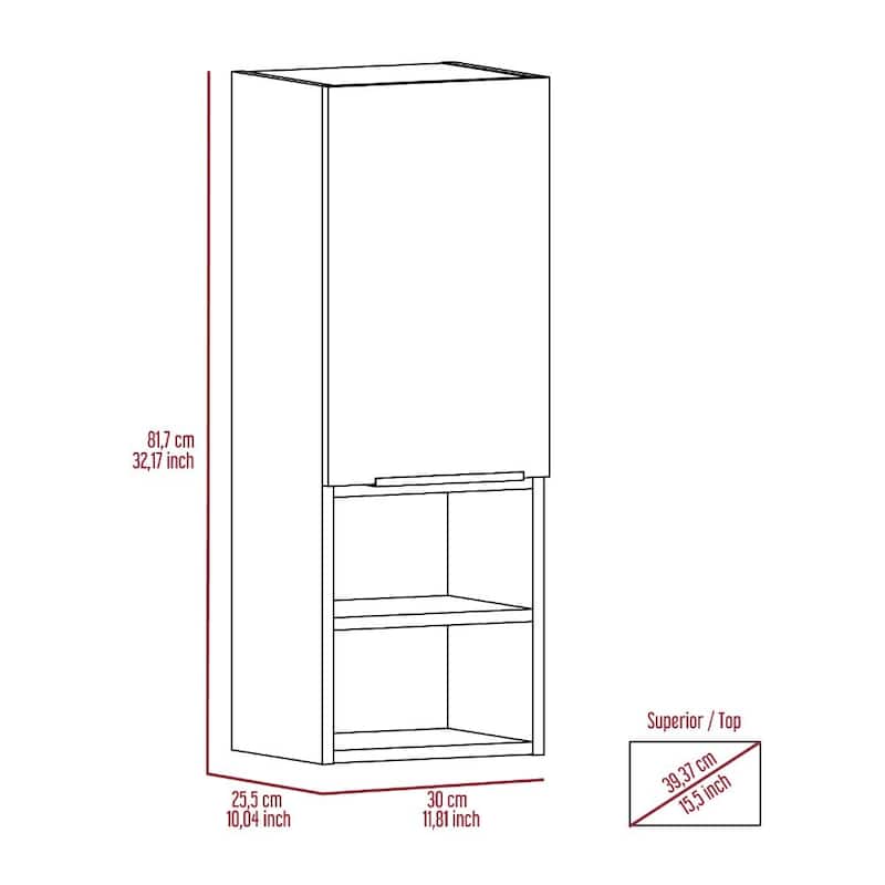 TUHOME Mila Wall-Mounted Bathroom Medicine Cabinet with Open & Closed Storage