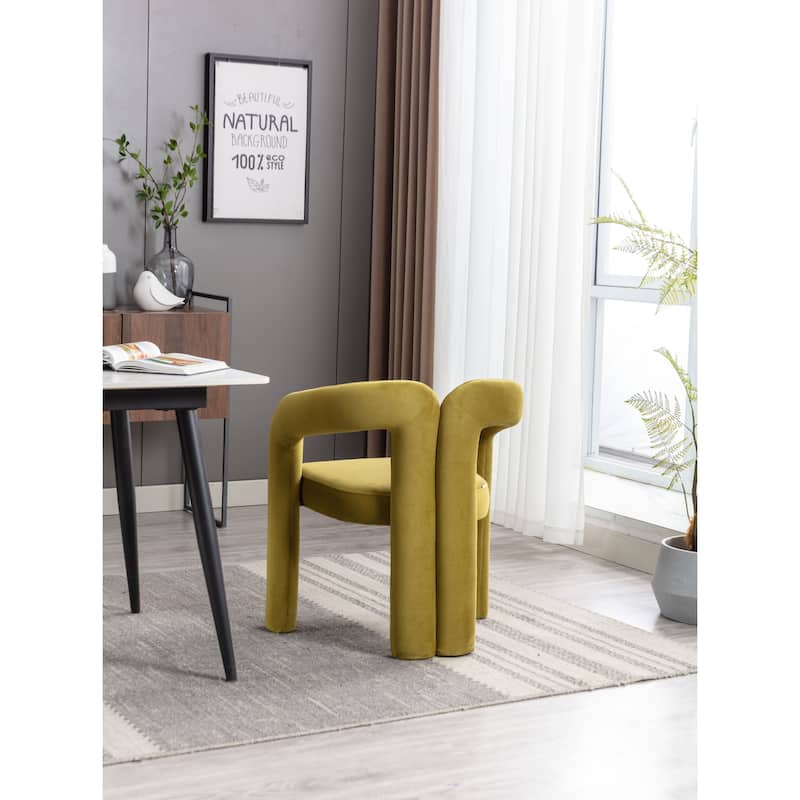 Accent Chairs Set of 2, Comfort Velvet Upholstered Armchair with Hollow Backrest Design