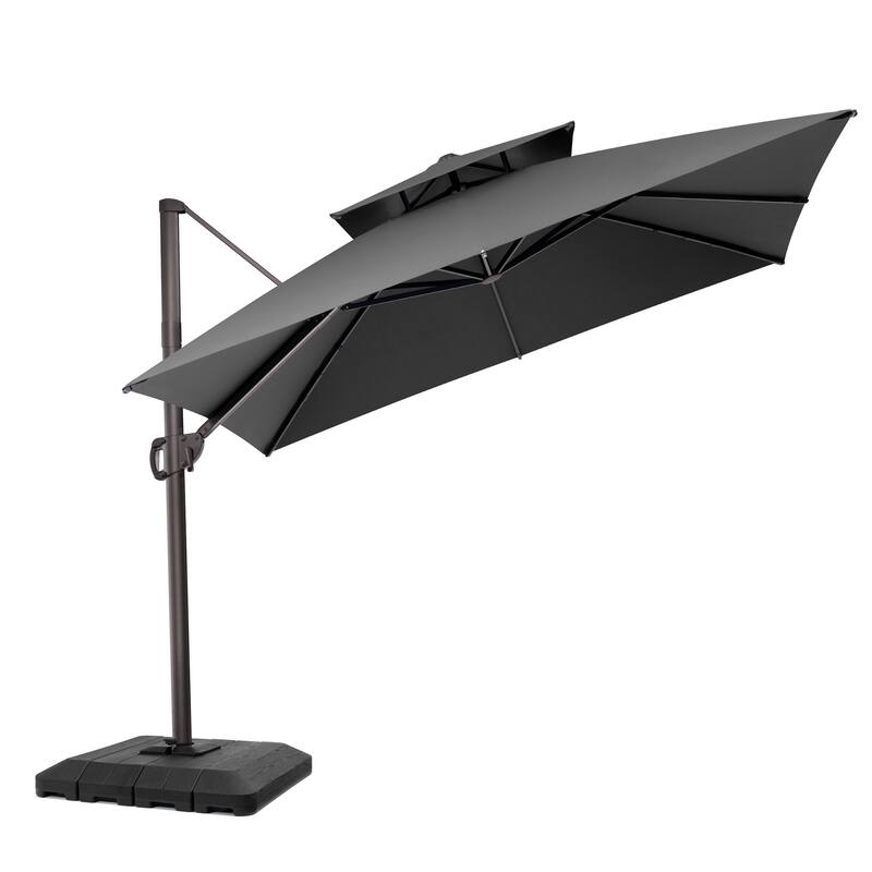 Pellebant 10 ft Square Patio Cantilever-Offset Umbrella with Base