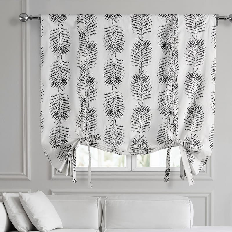 Exclusive Fabrics Sago Printed Cotton Tie-Up Window Shade (1 Panel) - 46 X 63 - Sago Black Ink
