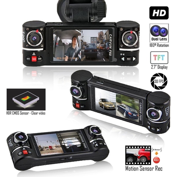 Indigi 2.7" HD LCD (Dual Lens) Vehicle Recorder Dash Cam DVR + Split LCD + Motion Activate