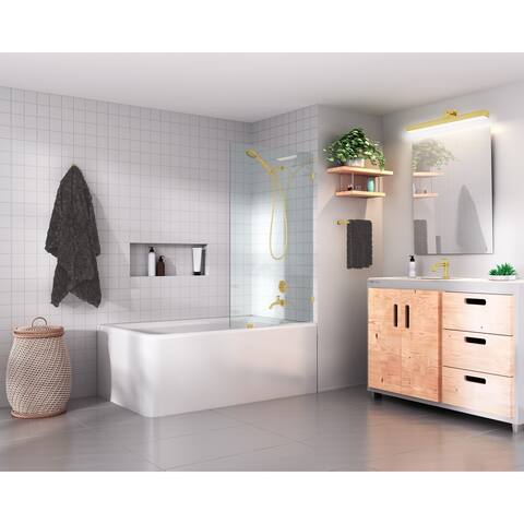 Glass Warehouse 58.25" x 31.5" Frameless Shower Bath Fixed Panel